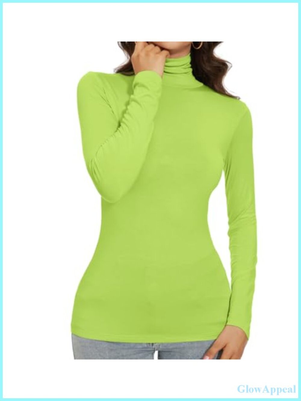 Womens Turtleneck Long Sleeve Slim Fit Rayon Spandex Basic Undershirt Top